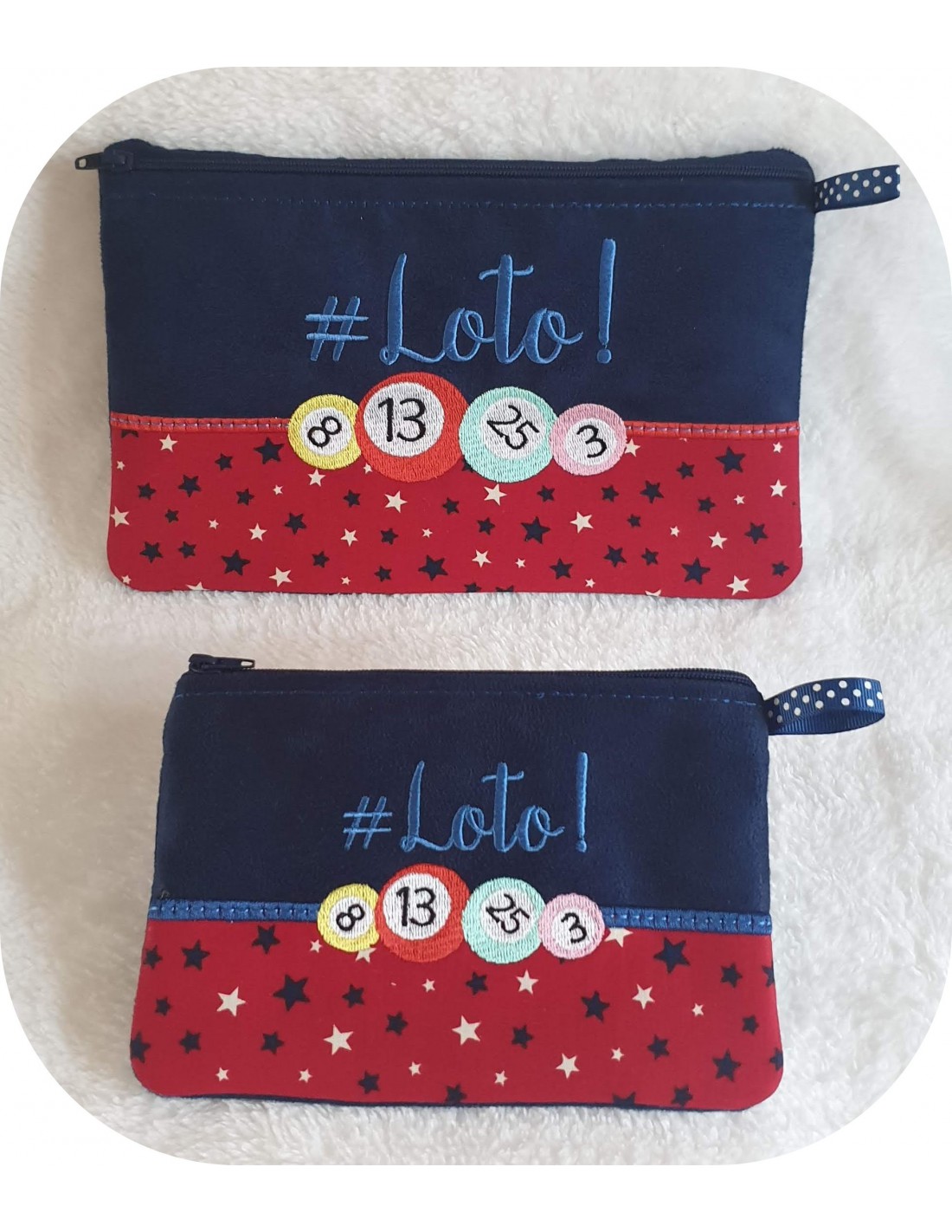 Pochette pour jeux de loto personnalisée en broderie