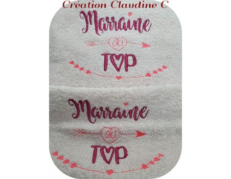 Motif de broderie  machine texte  marraine au top