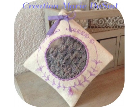 Instant download machine embroidery design ITH square lavender bag