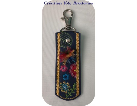 Instant download machine embroidery ith  keychain with pompoms