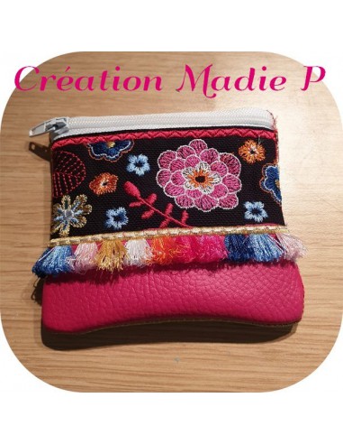 Porte-monnaie Rond Avec Zip Croix Juive