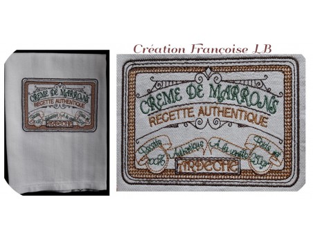 Motif de broderie machine  crème de marrons de l' Ardèche