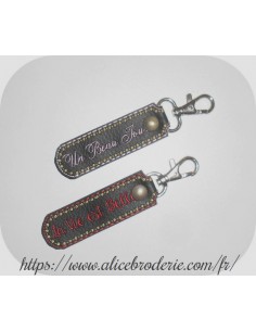 Motif de broderie machine ITH porte clé court à strass