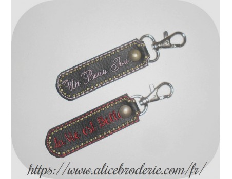 Instant download machine embroidery ith  keychain with round pompom 3D