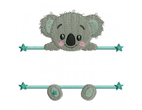 Motif de broderie machine koala  prénom garçon