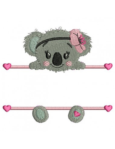 Motif de broderie machine koala  prénom fille