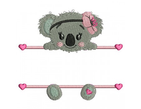 Motif de broderie machine koala  prénom fille