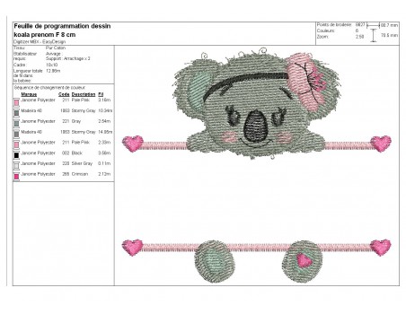 Instant download machine embroidery koala to customize for boy