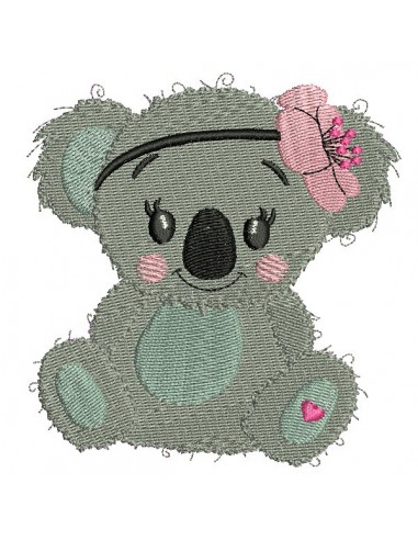Instant download machine embroidery koala with star