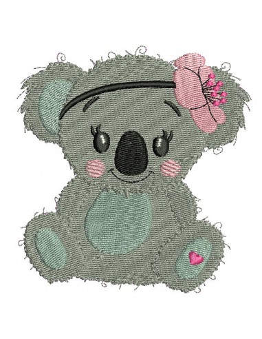 Motif de broderie machine koala fille