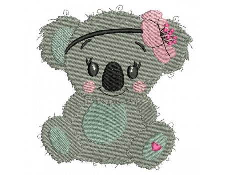 Motif de broderie machine koala fille