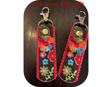 Instant download machine embroidery ith  keychain with pompoms