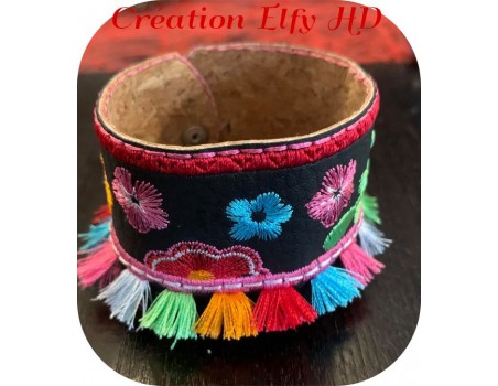 Instant download machine embroidery ith wristband with round tassel 3D