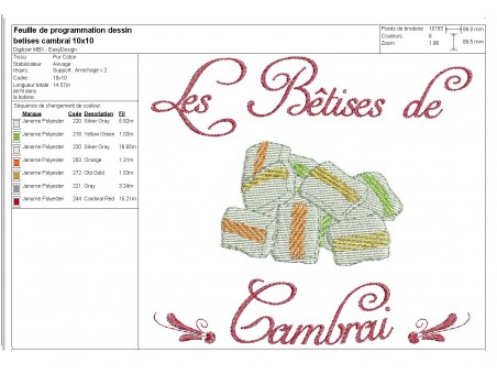 Instant download machine embroidery design  Cambrai candies