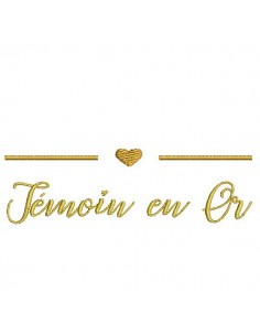 Motif de broderie machine  témoin en or personnalisable