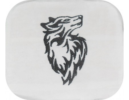 Embroidery design buffalo wolf  with feathers