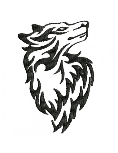 Motif de broderie machine  loup tribal tatoo
