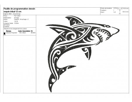 Instant download machine embroidery design wolf tribal tatoo