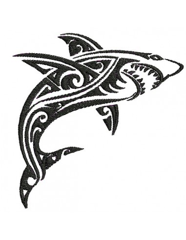 Motif de broderie machine  requin tribal tatoo