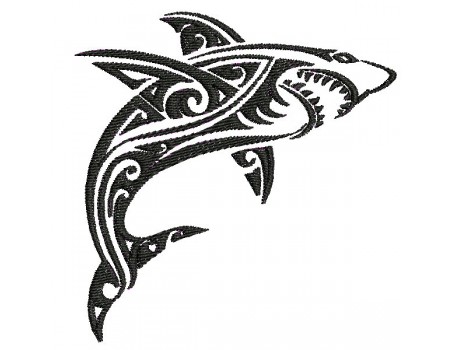 Motif de broderie machine  requin tribal tatoo