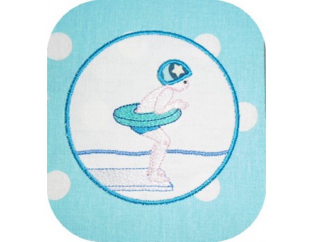 Motif de broderie écusson piscine garçon