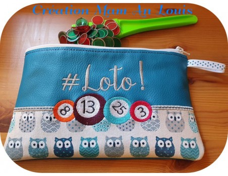 Pochette pour jeux de loto personnalisée en broderie