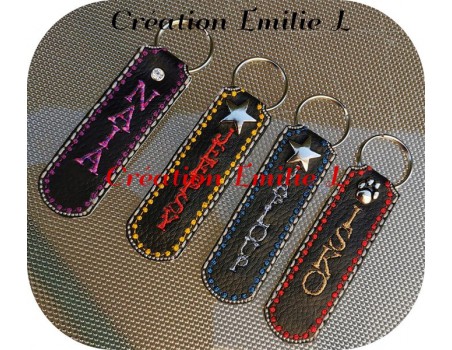 Instant download machine embroidery ith  keychain with round pompom 3D