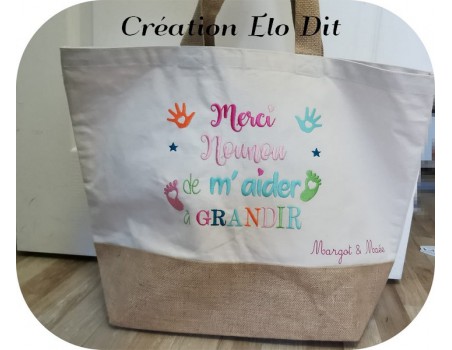 Motif de broderie texte  merci nounou