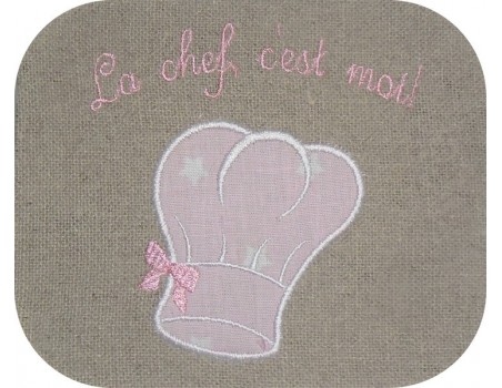 Instant download machine embroidery design applique toque chef