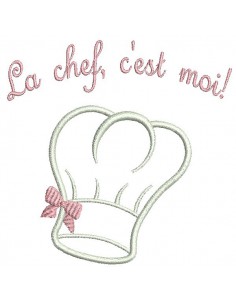 Instant download machine embroidery design applique toque chef