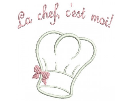 Instant download machine embroidery design applique toque chef