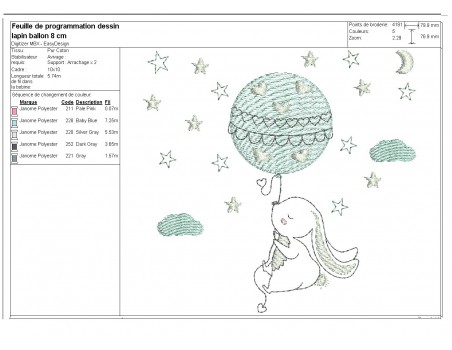 Instant download machine embroidery rabbit and bear  on a moon