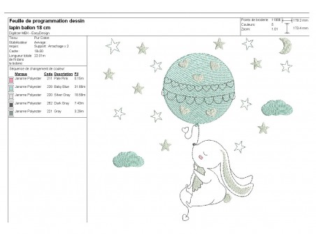 Instant download machine embroidery rabbit and bear  on a moon