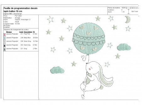 Instant download machine embroidery rabbit and bear  on a moon