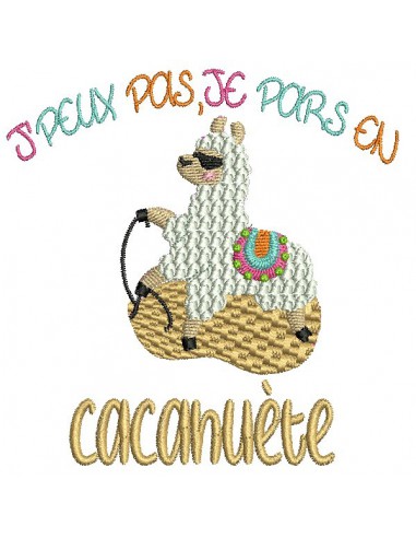 Motif de broderie machine texte humour j'peux pas je pars en cacahuète