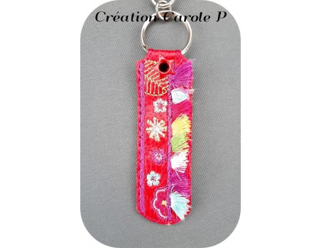 Instant download machine embroidery ith long keychain with pompoms