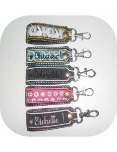 Instant download machine embroidery ith long keychain customizable