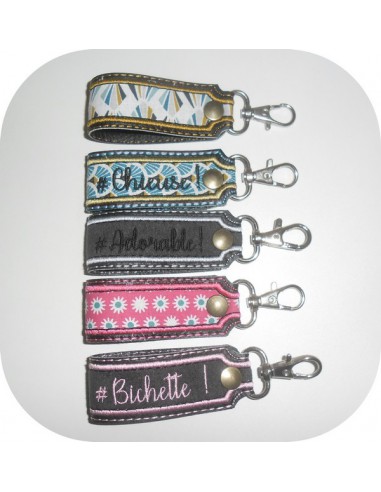 Instant download machine embroidery ith long keychain customizable