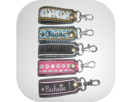 Instant download machine embroidery ith long keychain customizable
