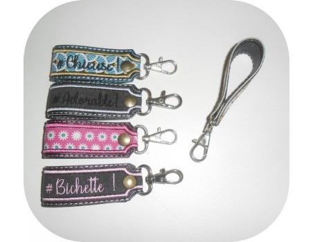 Instant download machine embroidery ith long keychain customizable