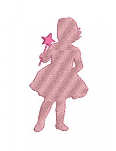 Motif de broderie fillette baguette magique
