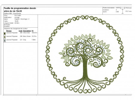 Motif de broderie machine  Arbre de vie