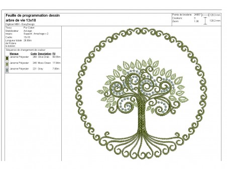 Motif de broderie machine  Arbre de vie