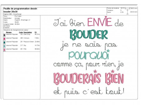 Motif de broderie machine bouder