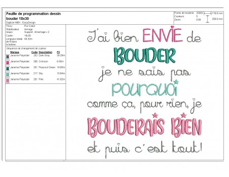 Motif de broderie machine bouder