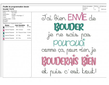 Motif de broderie machine bouder