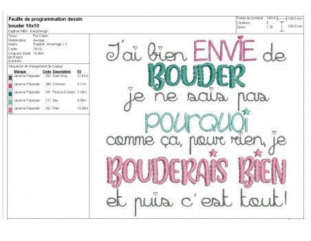 Motif de broderie machine bouder