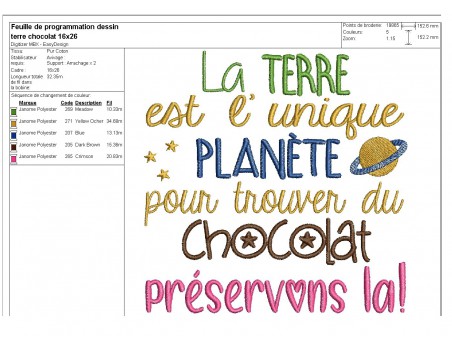 Motif de broderie machine préservons la terre