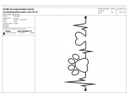 Motif de broderie machine  encéphalogramme