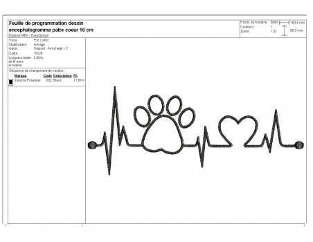 Instant download machine embroidery  heart dog paw